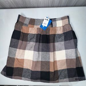 Kavu Plaid Flannel Mini Skirt With Pockets Elastic Waist‎ Pull On Women’s Size L